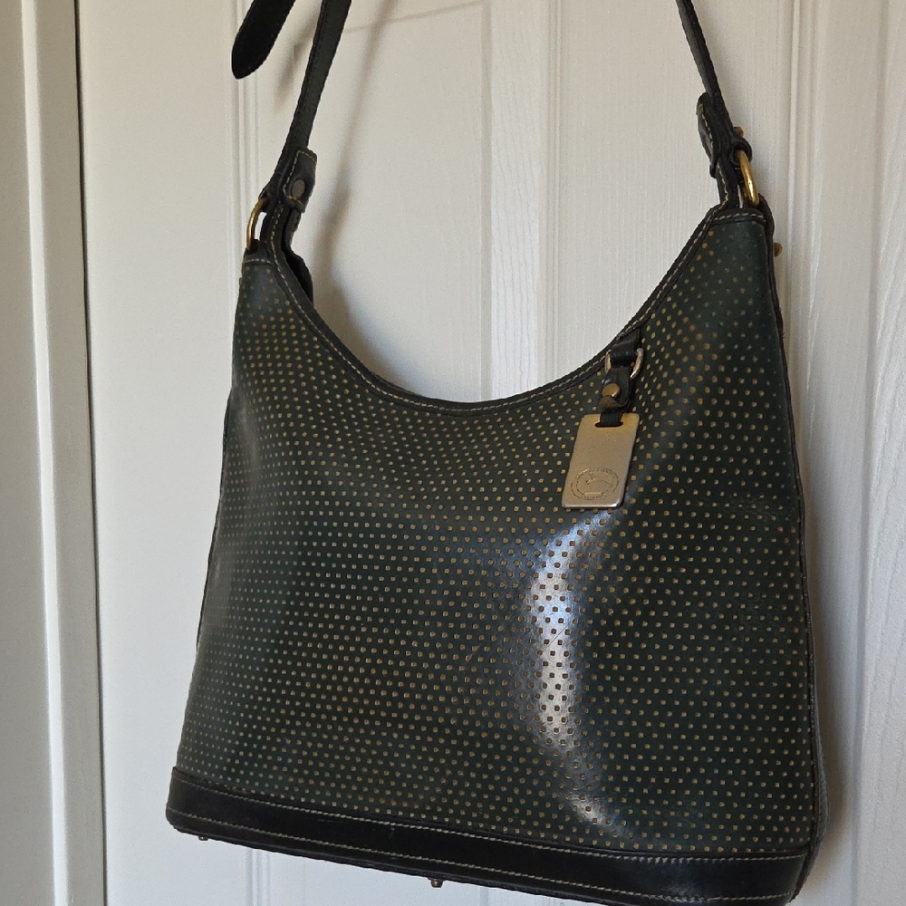 Dooney & Bourke Cabrio Dot Leather Tranquility Green Hobo Shoulder Bag Vintage - Picture 3 of 17